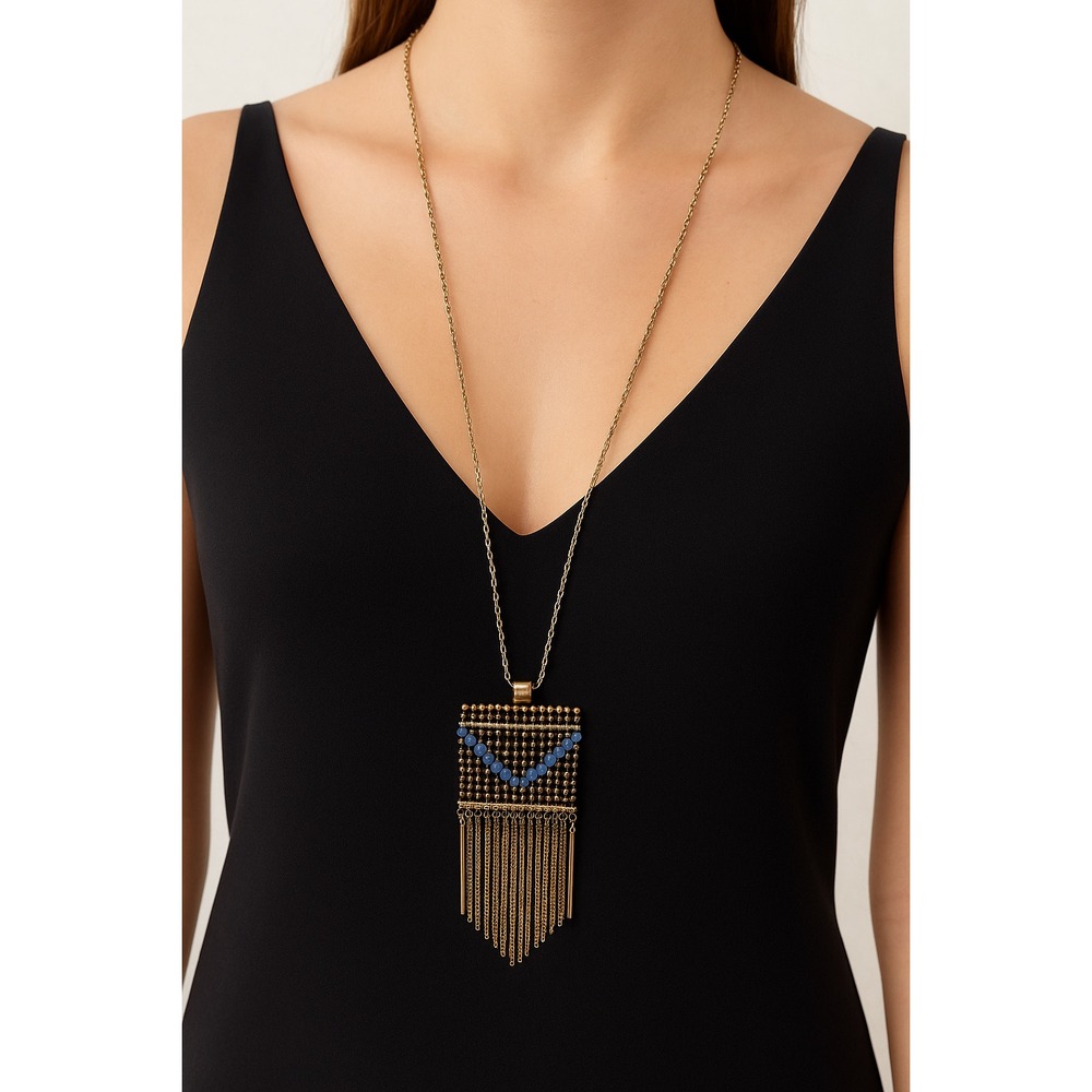 Elevate your look with this stunning White House Black Market beaded fringe neck